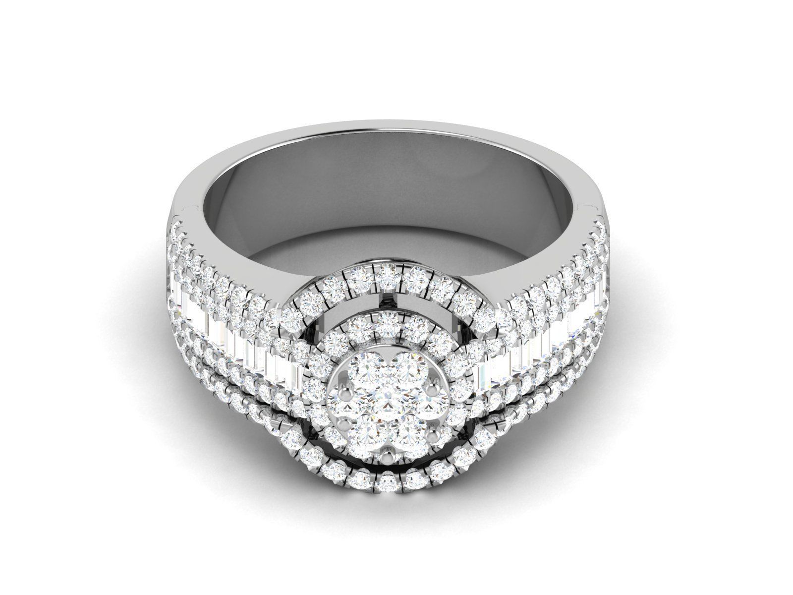 Ring-2882 halo diamond engagement ring in gold 3D print model_7