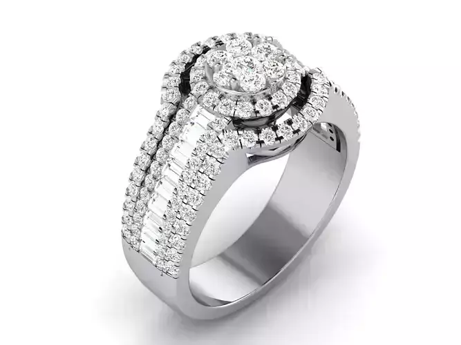 Ring-2882 halo diamond engagement ring in gold 3D print model