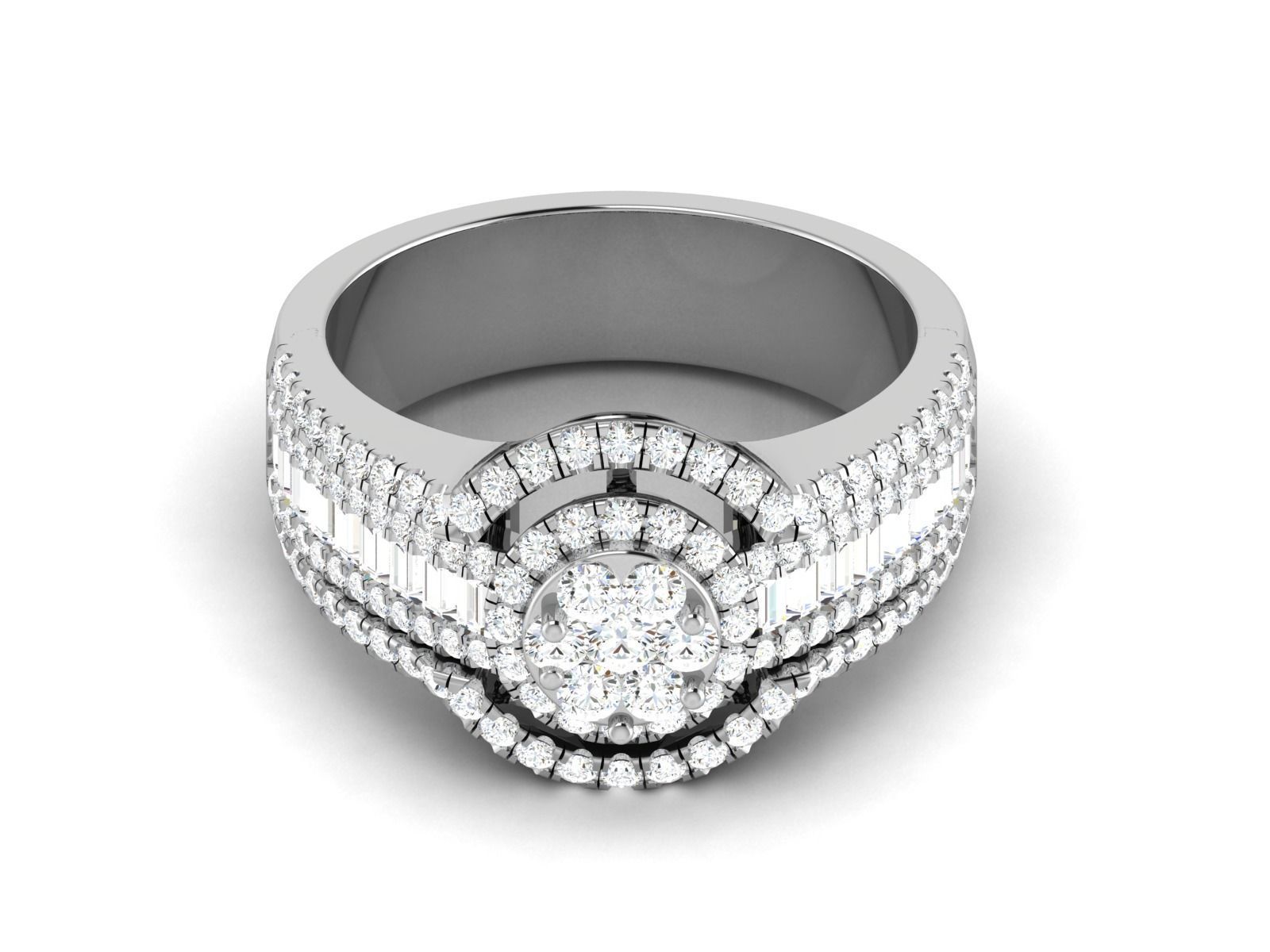 Ring-2882 halo diamond engagement ring in gold 3D print model_8