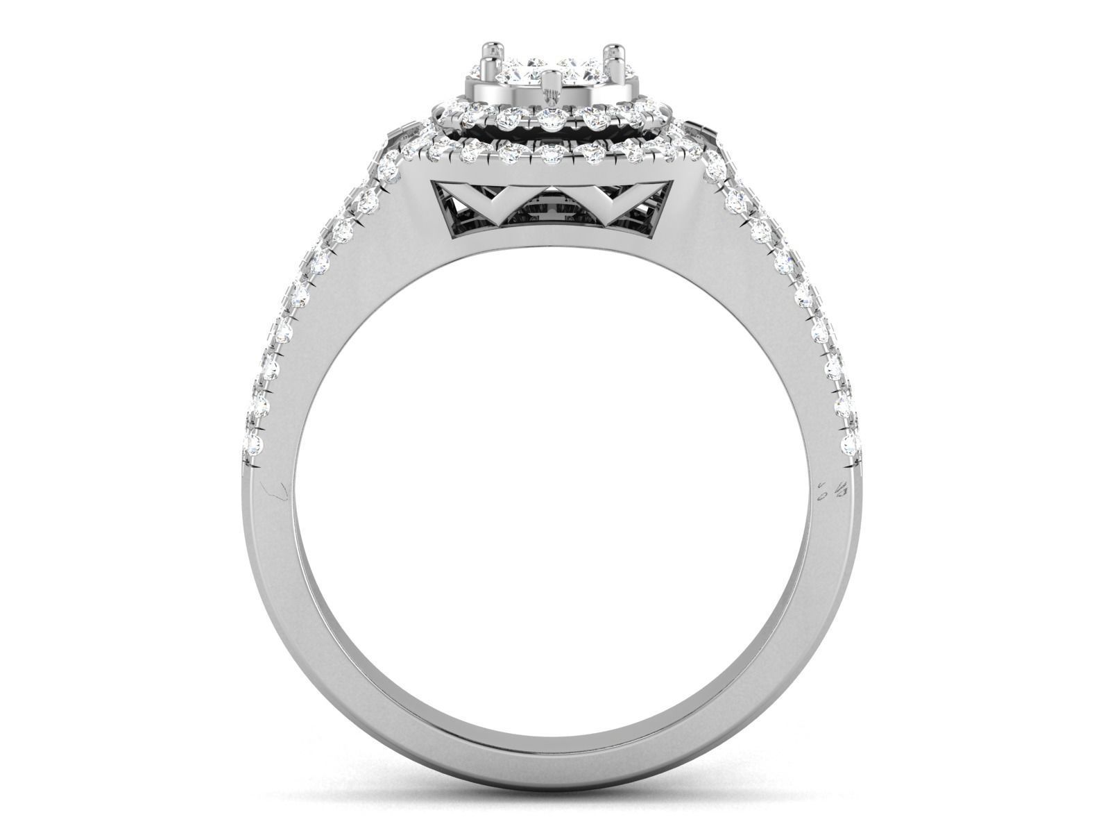 Ring-2882 halo diamond engagement ring in gold 3D print model_2
