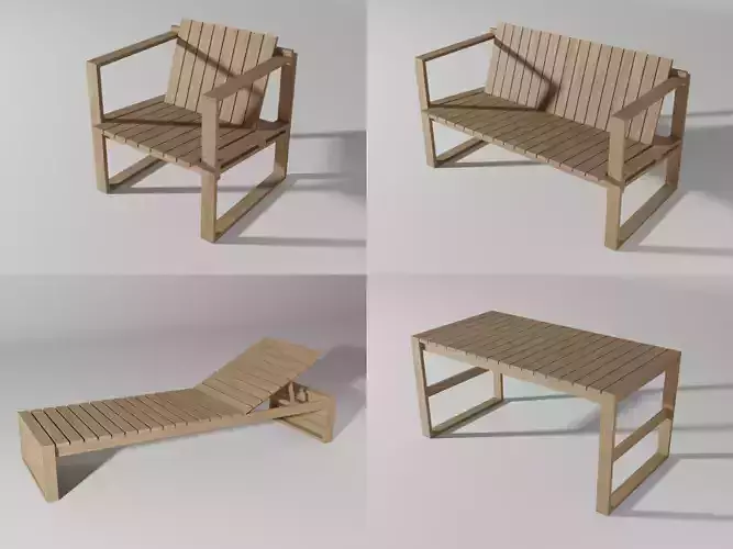 BK series chair-sofa-sunbed-table  3D Model Collection