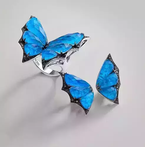 Headset butterflies ring and earrings 
