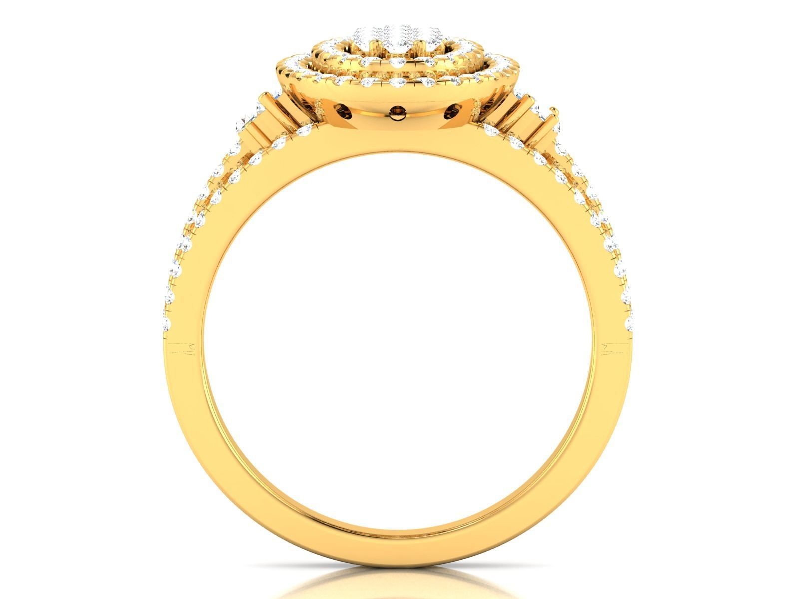 Ring-2881 oval diamond ring gold 3D print model_2