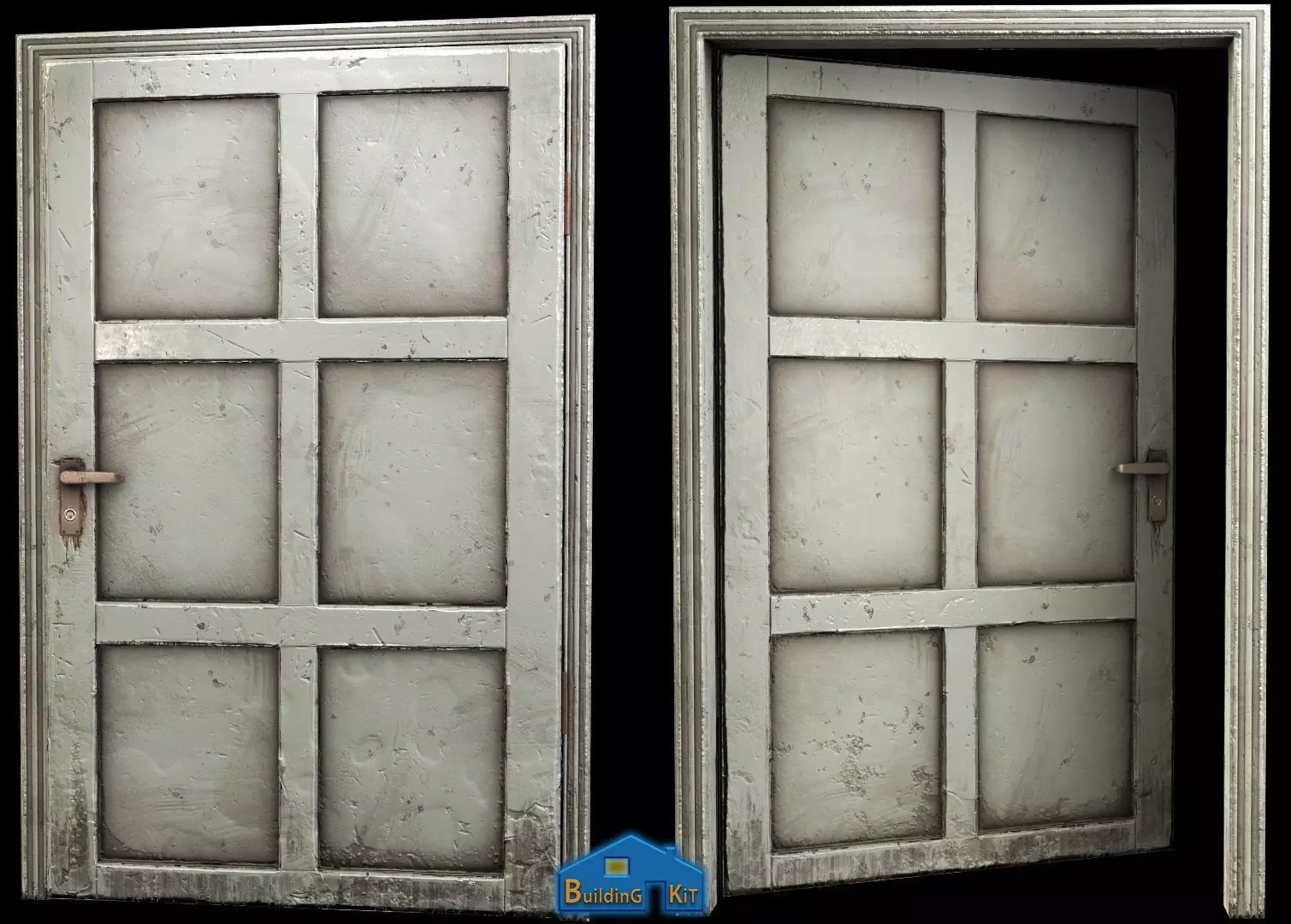 wooden Door modular  Low-poly 3D model_0