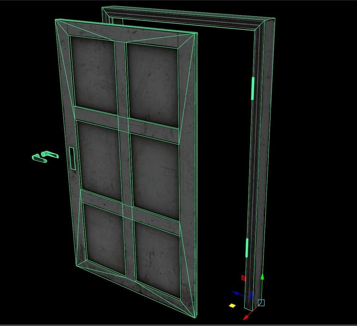 wooden Door modular  Low-poly 3D model_6