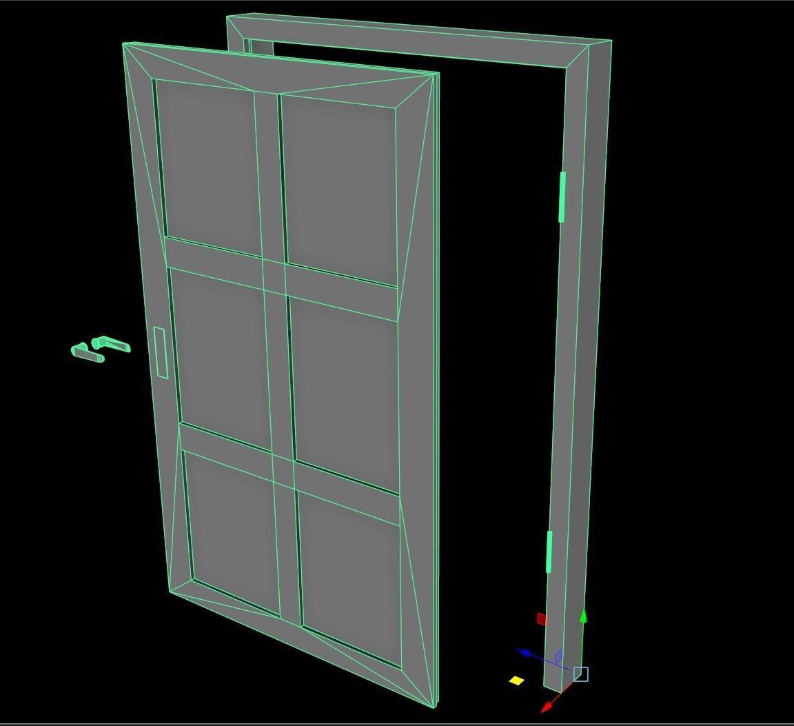 wooden Door modular  Low-poly 3D model_13