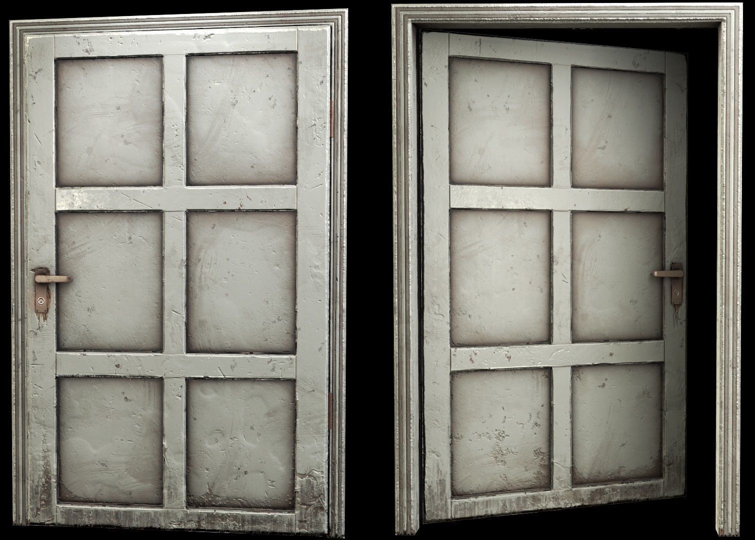 wooden Door modular  Low-poly 3D model_14