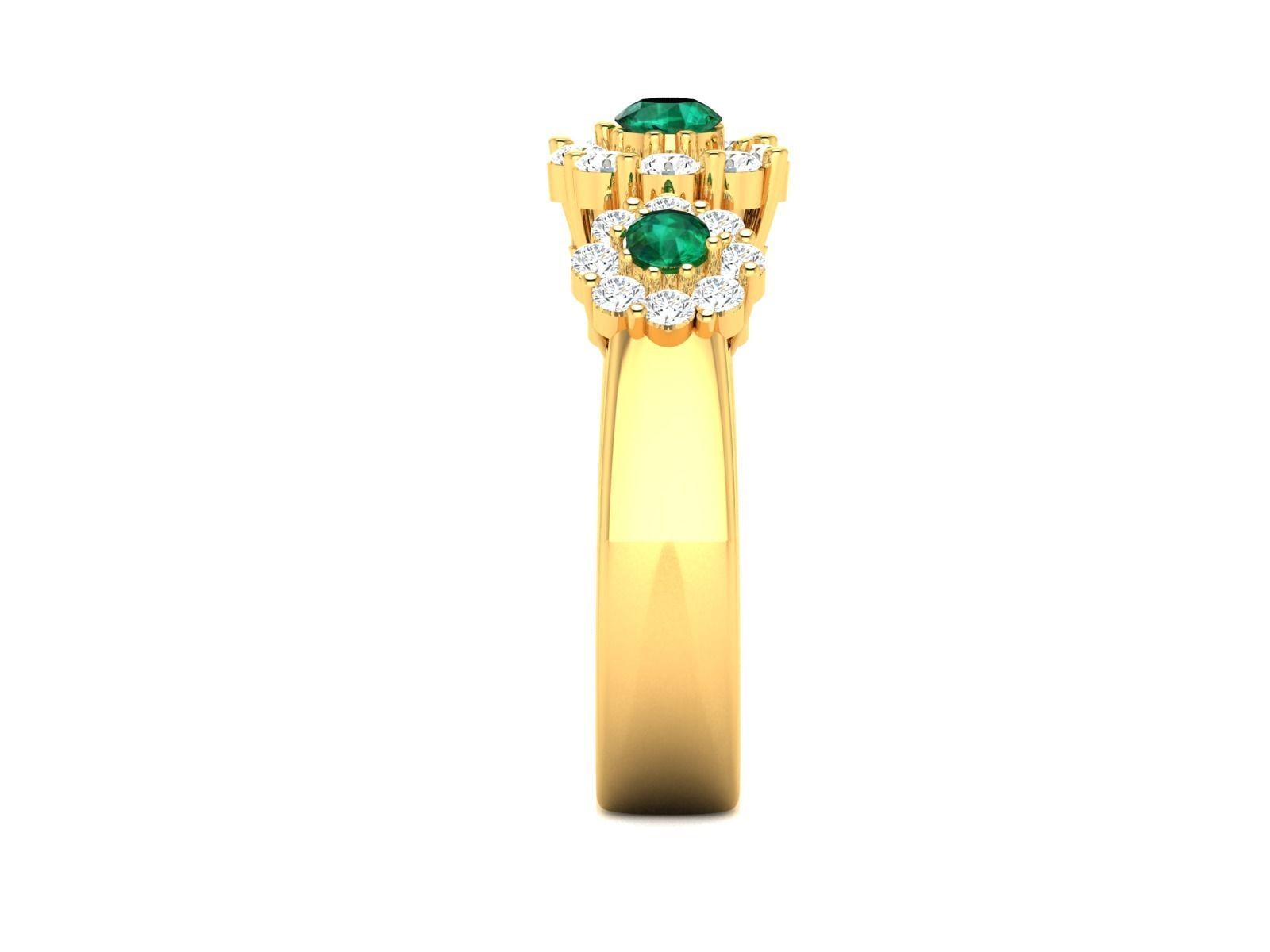 Ring-2876 emerald and diamond ring gold 3D print model_6