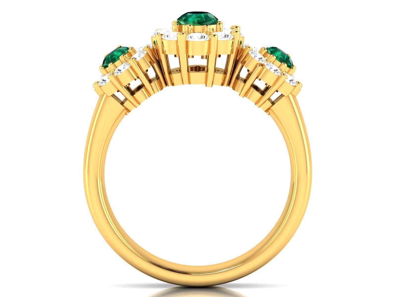 Ring-2876 emerald and diamond ring gold 3D print model_3