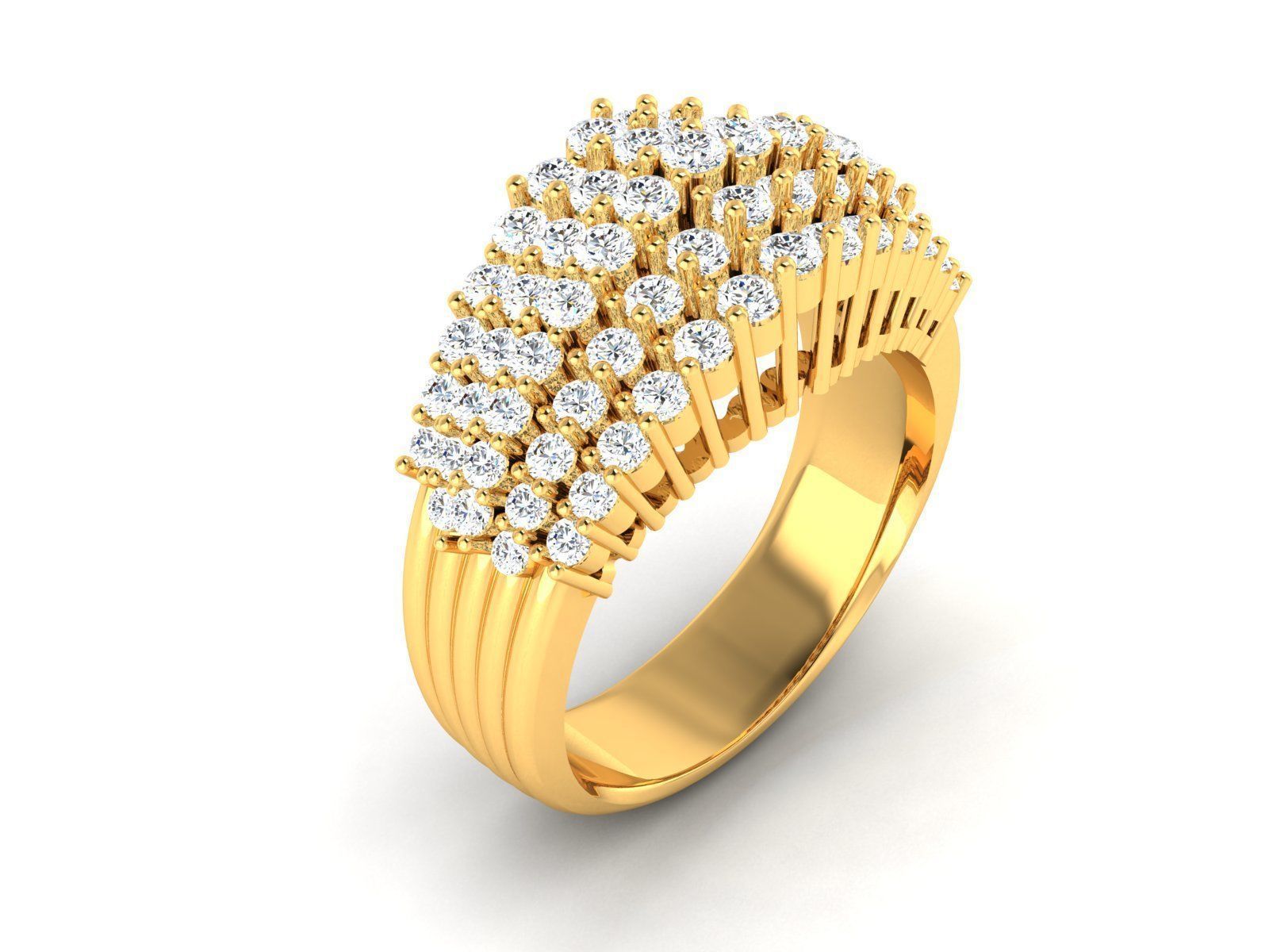 Ring-2875 diamond cluster ring gold 3D print model_1