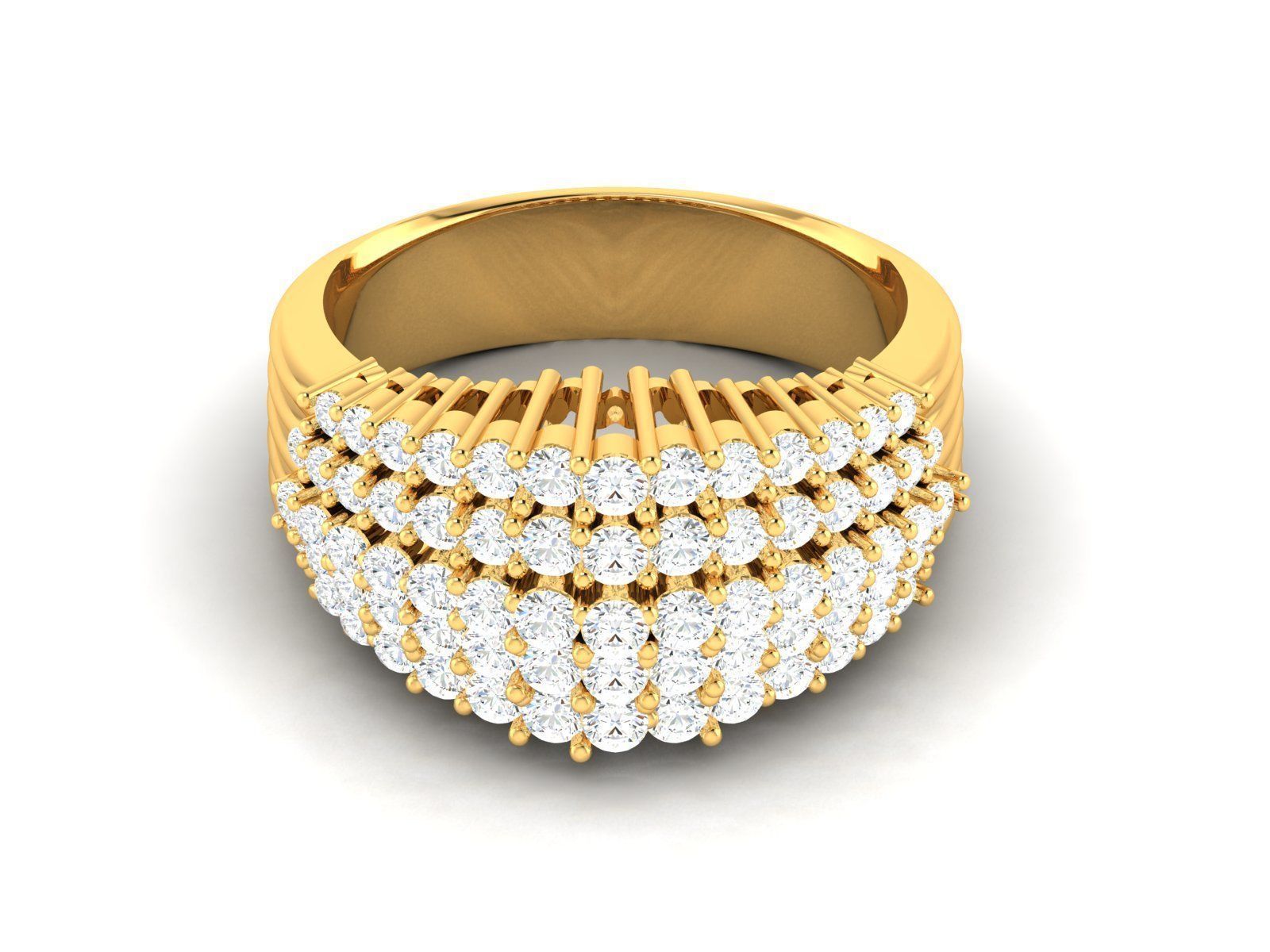 Ring-2875 diamond cluster ring gold 3D print model_7