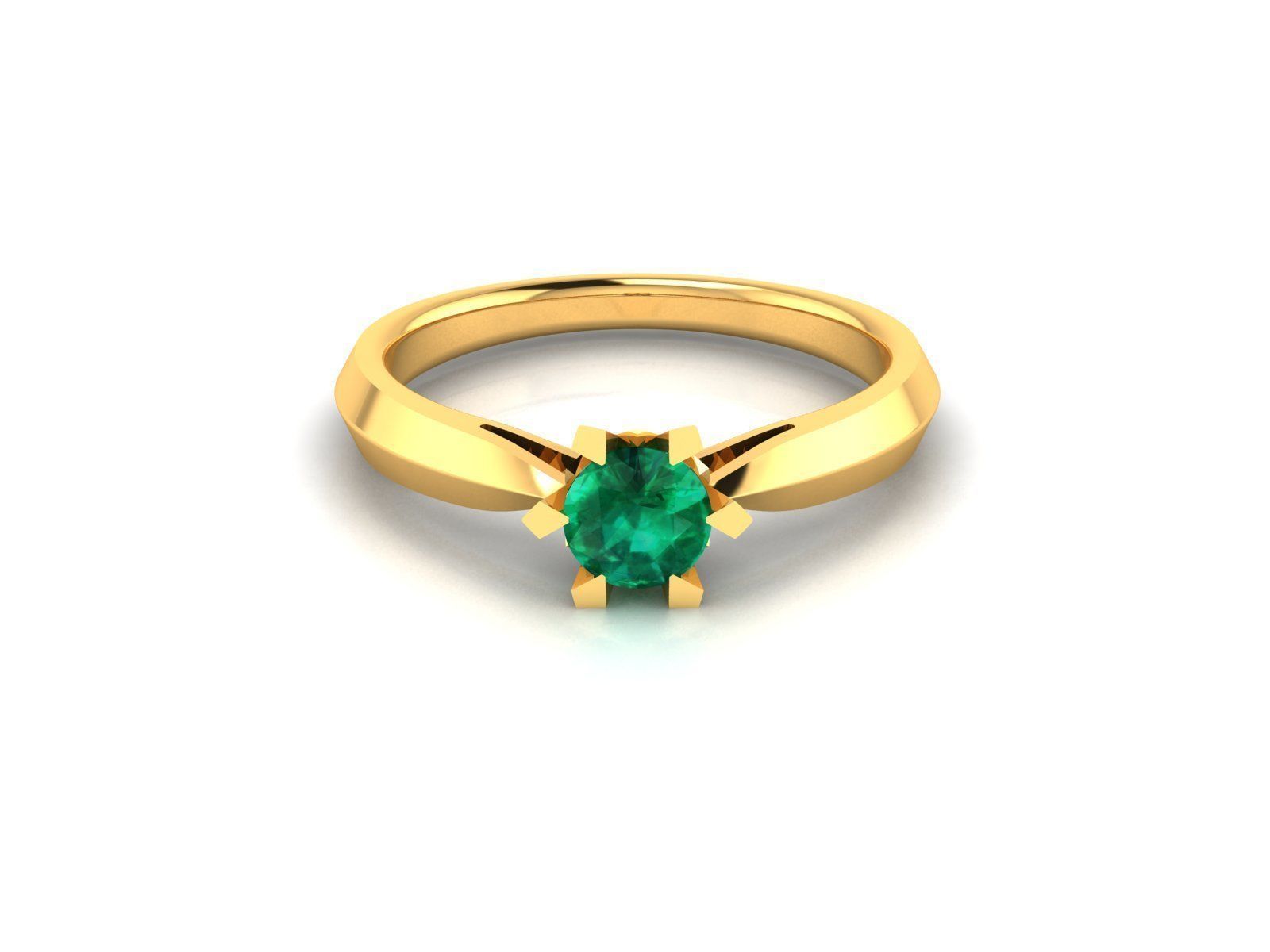 Ring-1156 A emerald stone engagement ring gold 3D print model_4