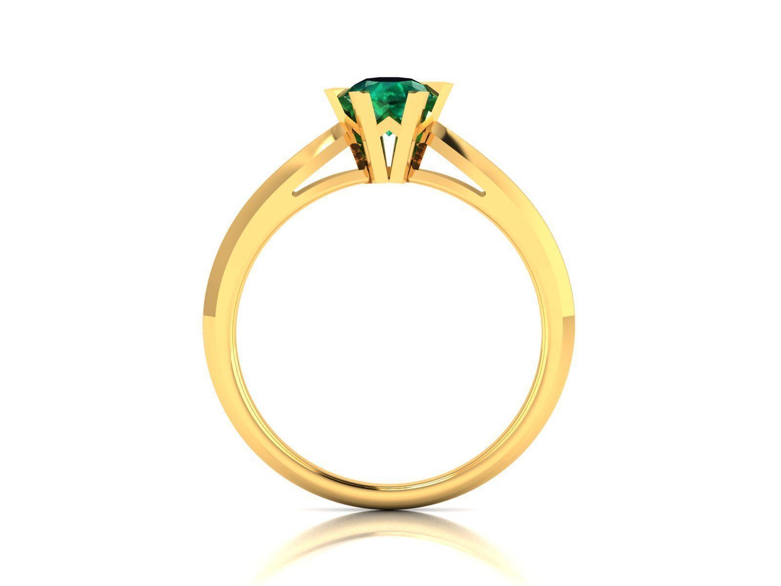 Ring-1156 A emerald stone engagement ring gold 3D print model_2