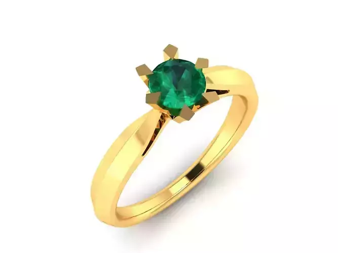 Ring-1156 A emerald stone engagement ring gold 3D print model