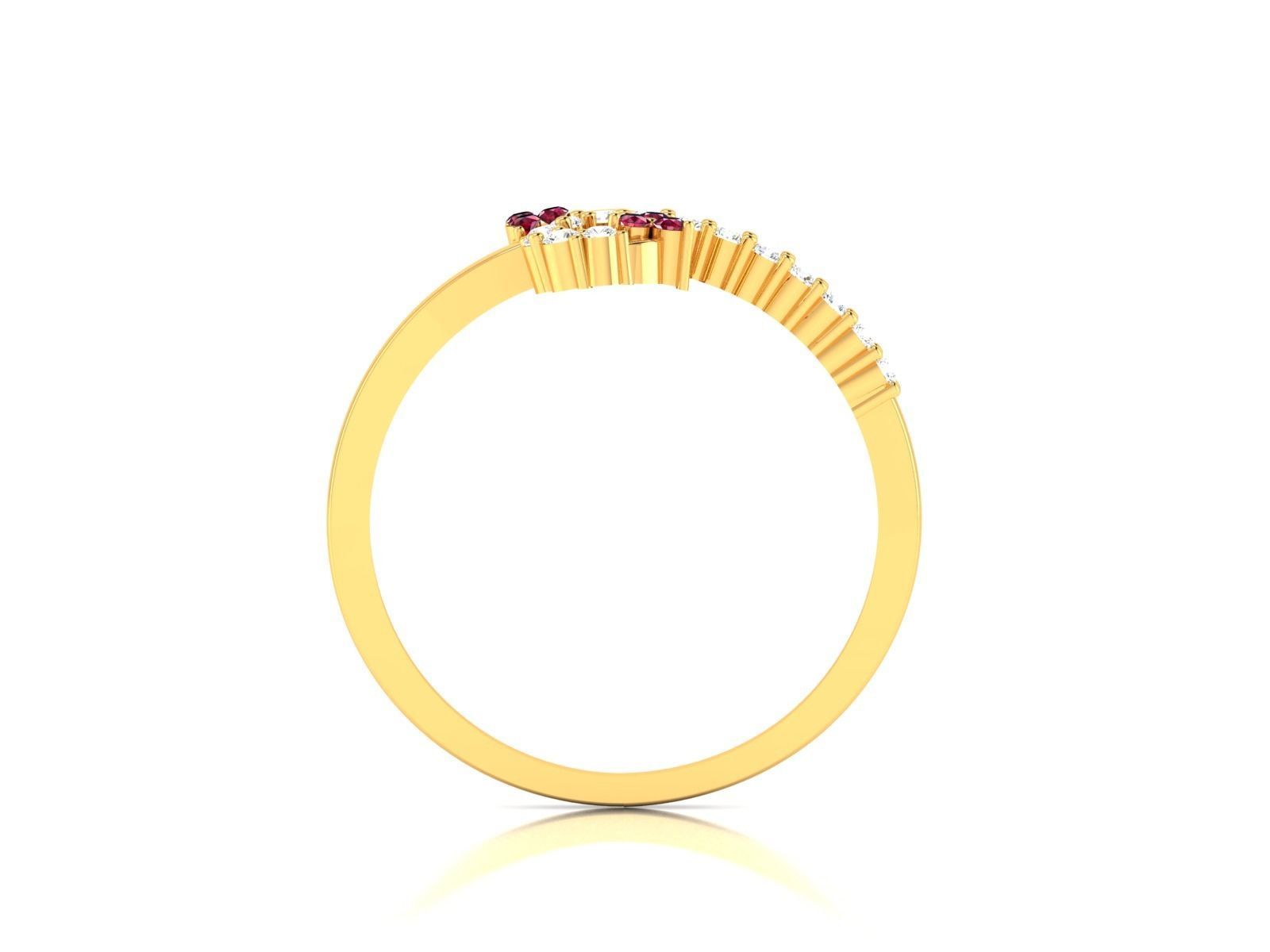 Ring-0865 gold ring with diamonds and rubies 3D print model_3