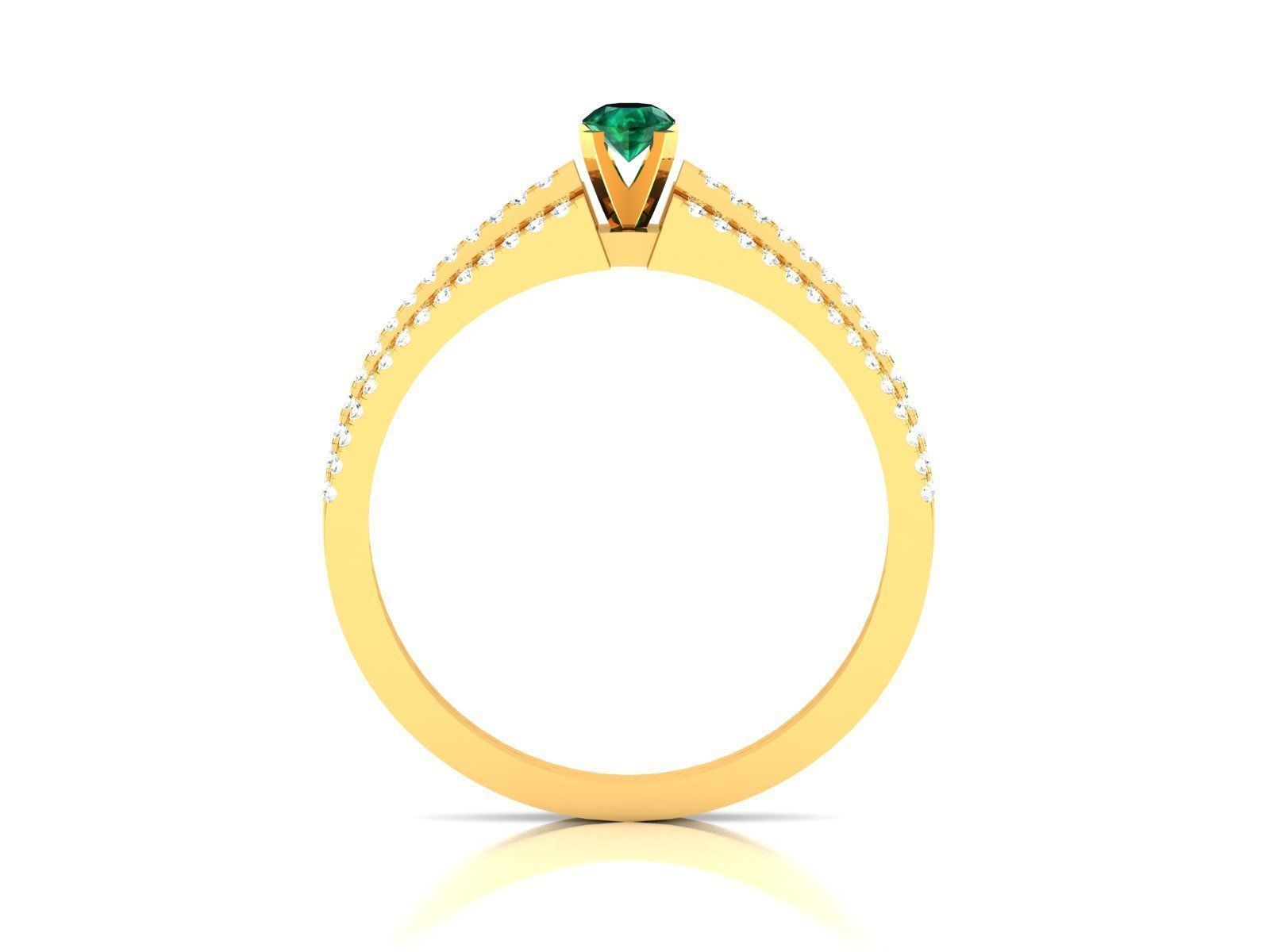 Ring-0765 gold ring with emerald stone 3D print model_5