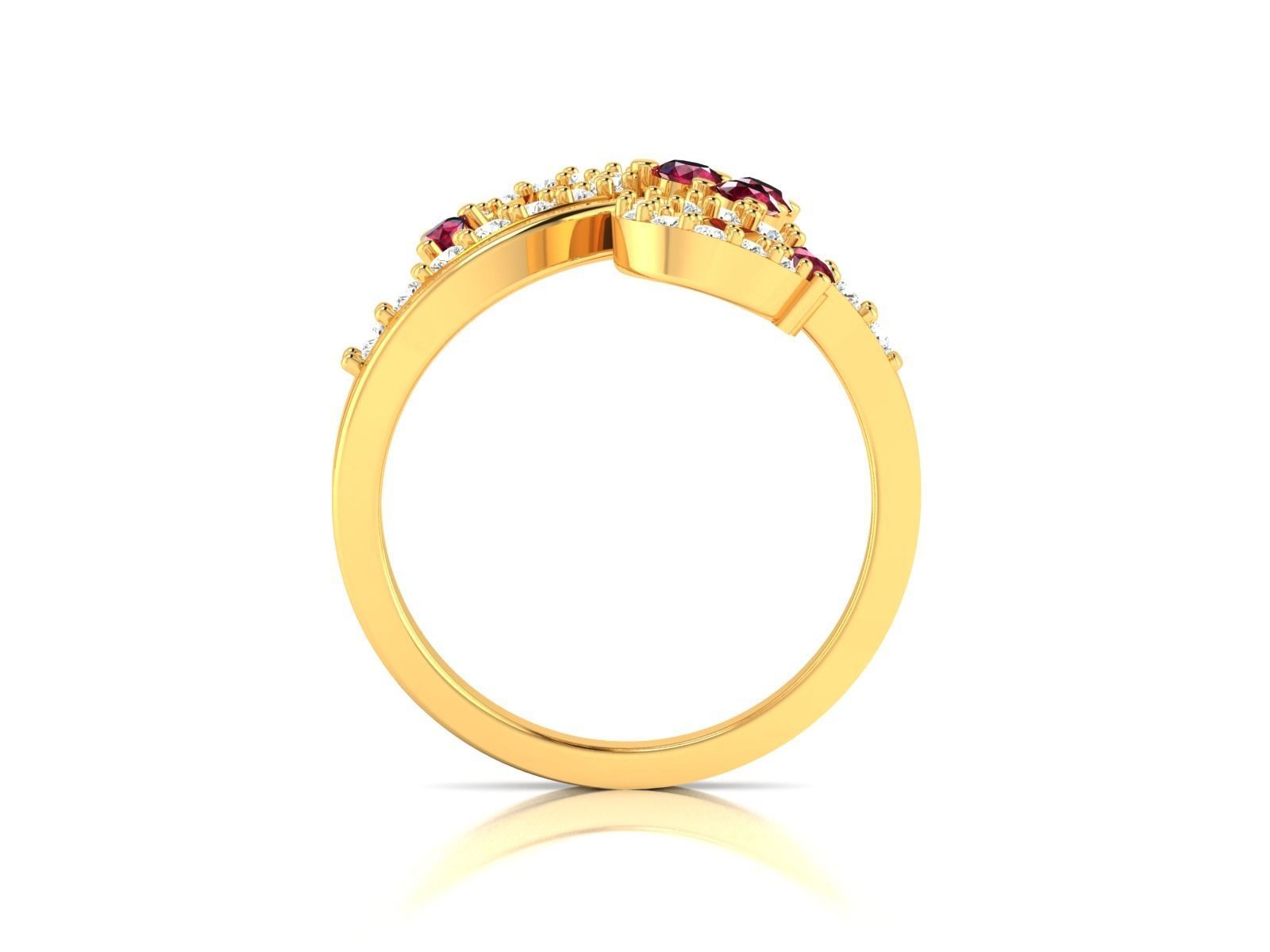 Ring-0555 gold ring with rubies and diamonds 3D print model_3