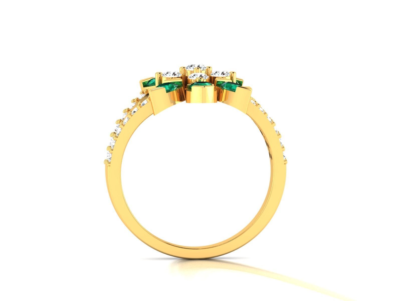 Ring-0521 emerald and diamond ring 3D print model_3
