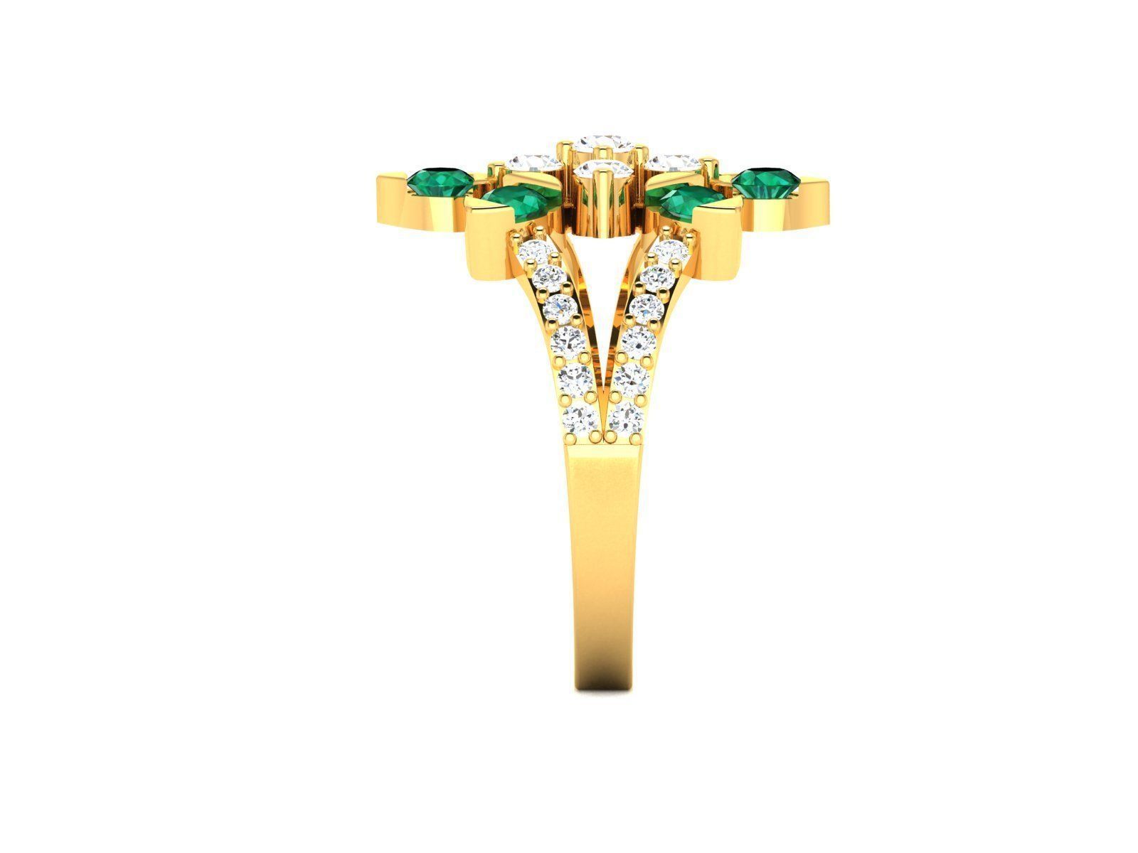 Ring-0521 emerald and diamond ring 3D print model_4
