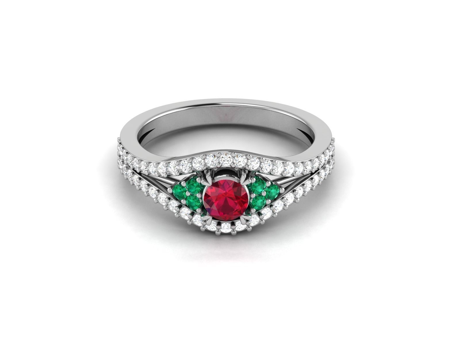 Ring-0328 ruby and emerald ring 3D print model_6