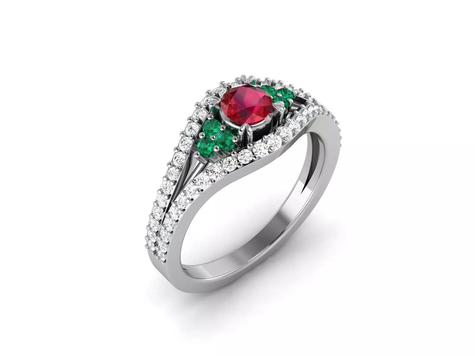 Ring-0328 ruby and emerald ring 3D print model_0