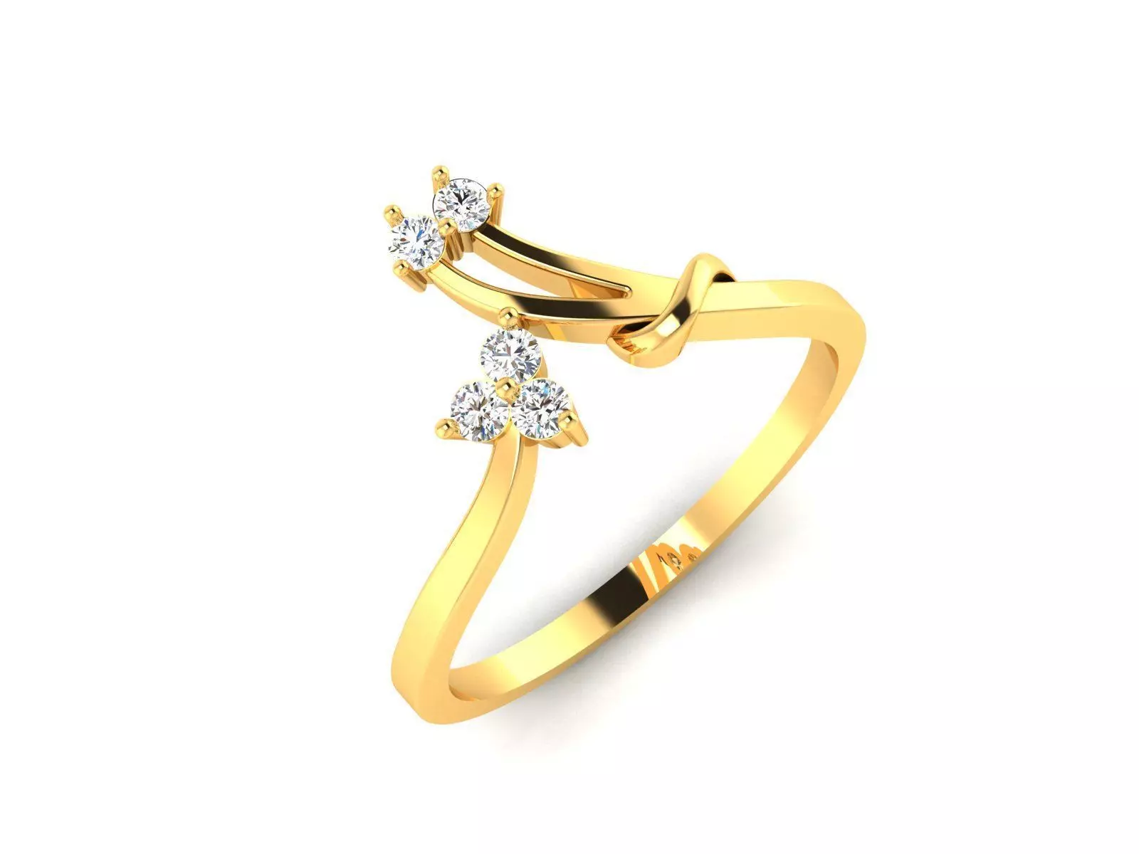 Ring-0280 gold ring with two diamonds 3D print model_0