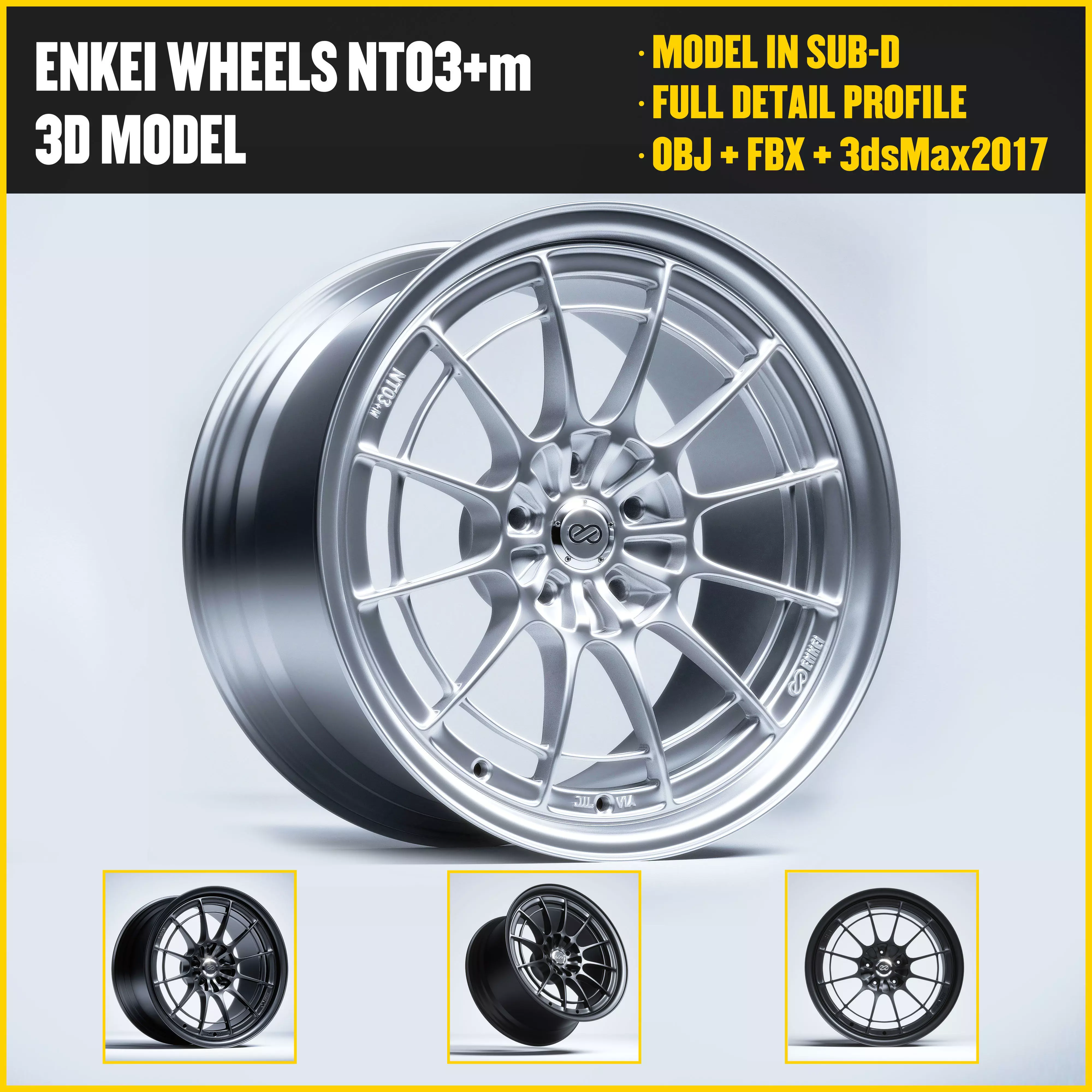 Enkei Wheels - nt03m Low-poly 3D model_0