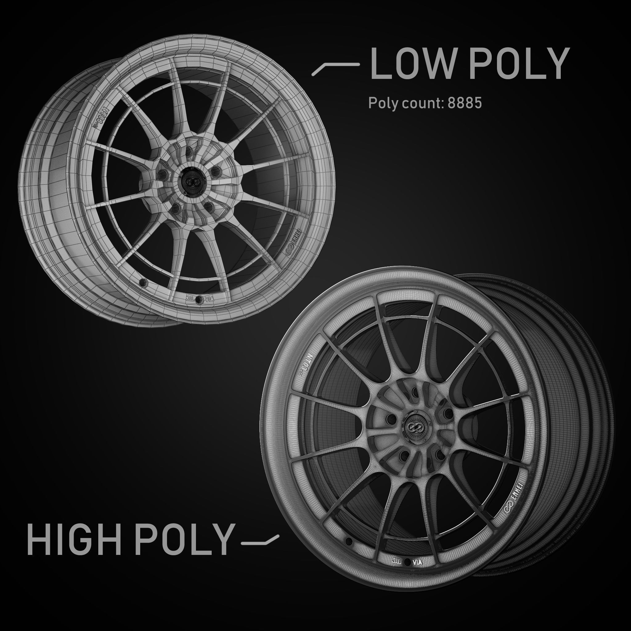 Enkei Wheels - nt03m Low-poly 3D model_6