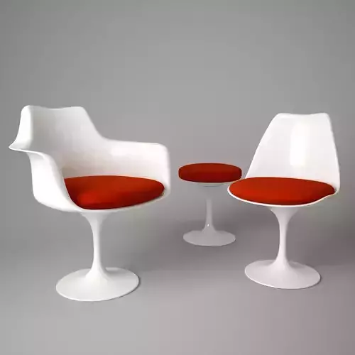Tulip Chair and Armchair 3D model
