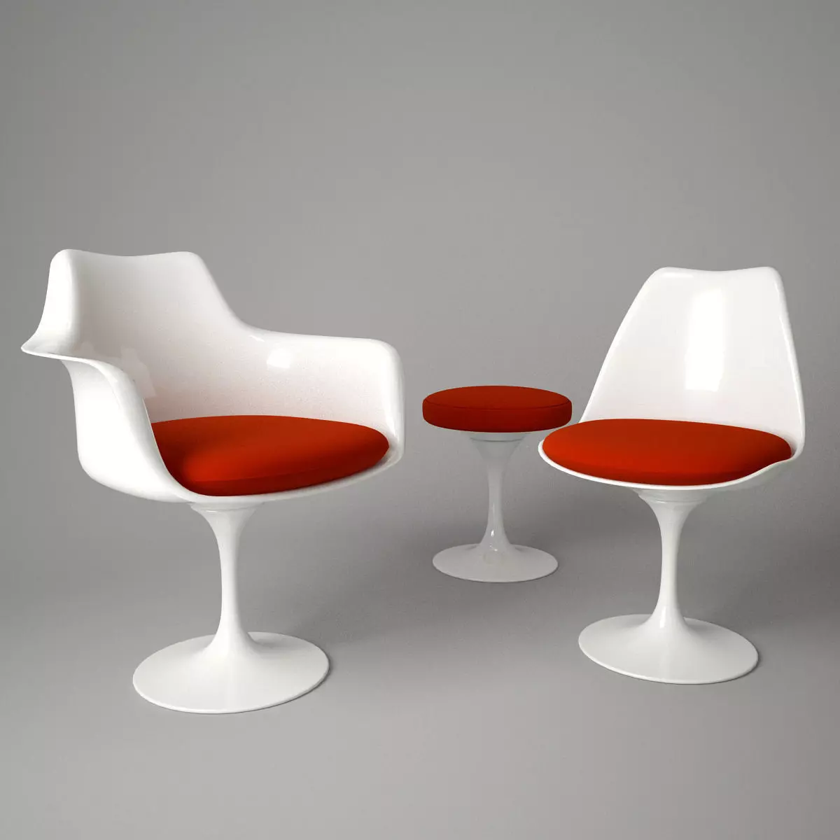 Tulip Chair and Armchair 3D model_0
