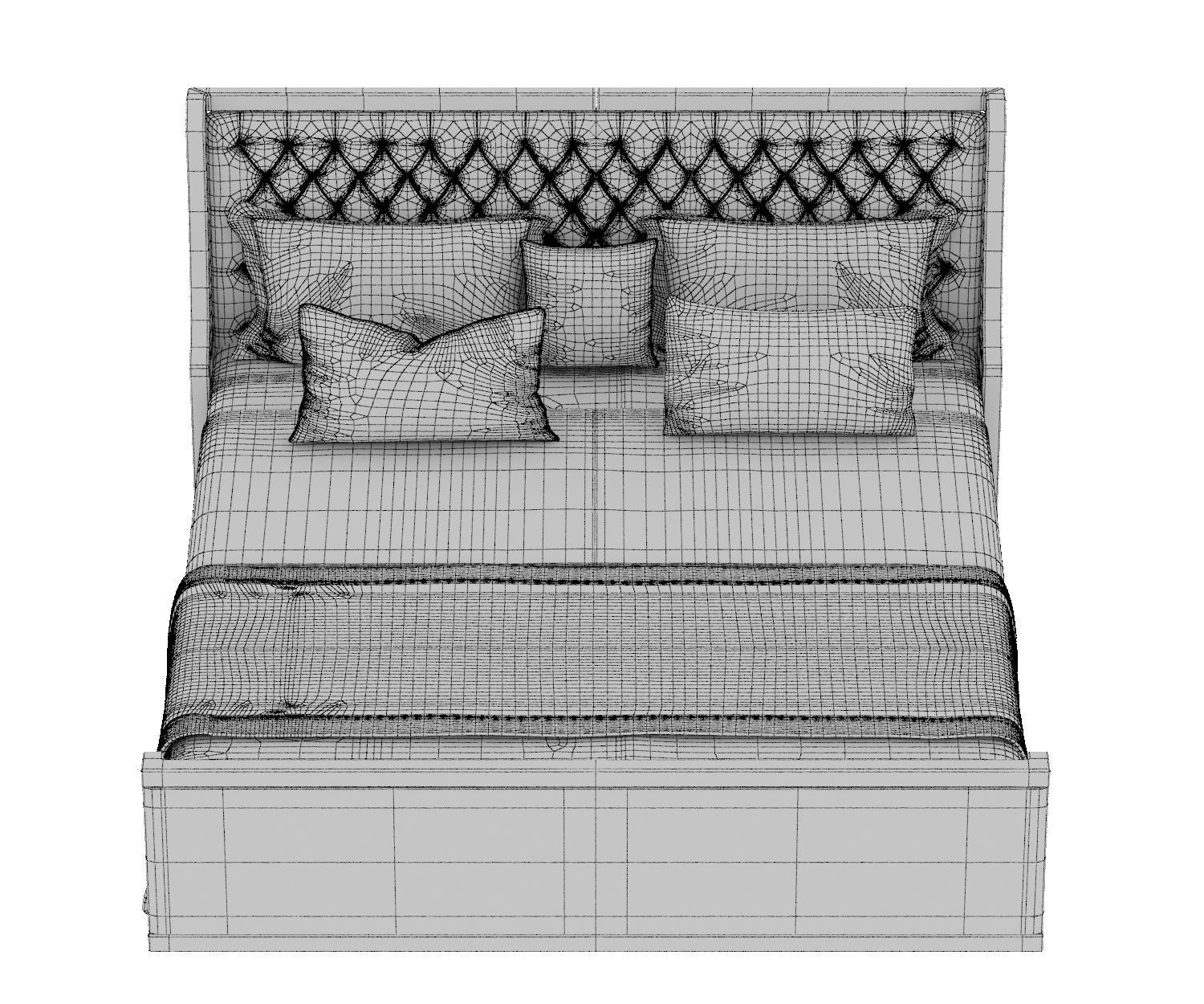 BED COLLECTION 3 with wooden headboard and footboard 3D model_14