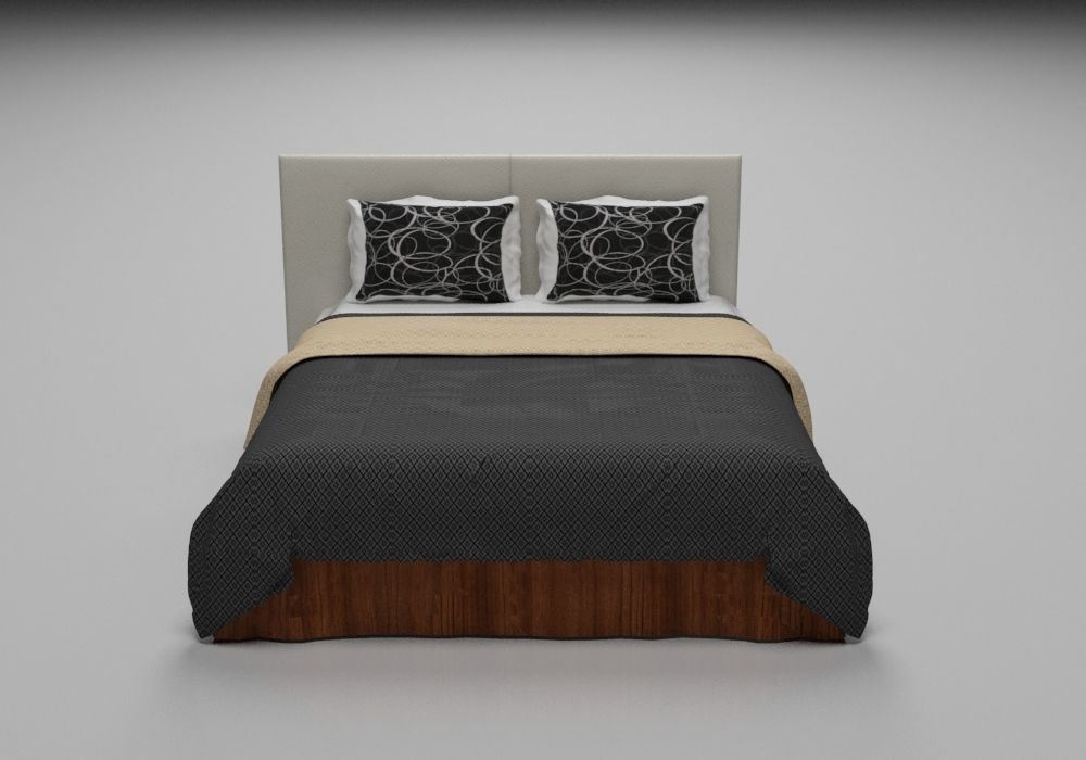 BED COLLECTION 3 with wooden headboard and footboard 3D model_7
