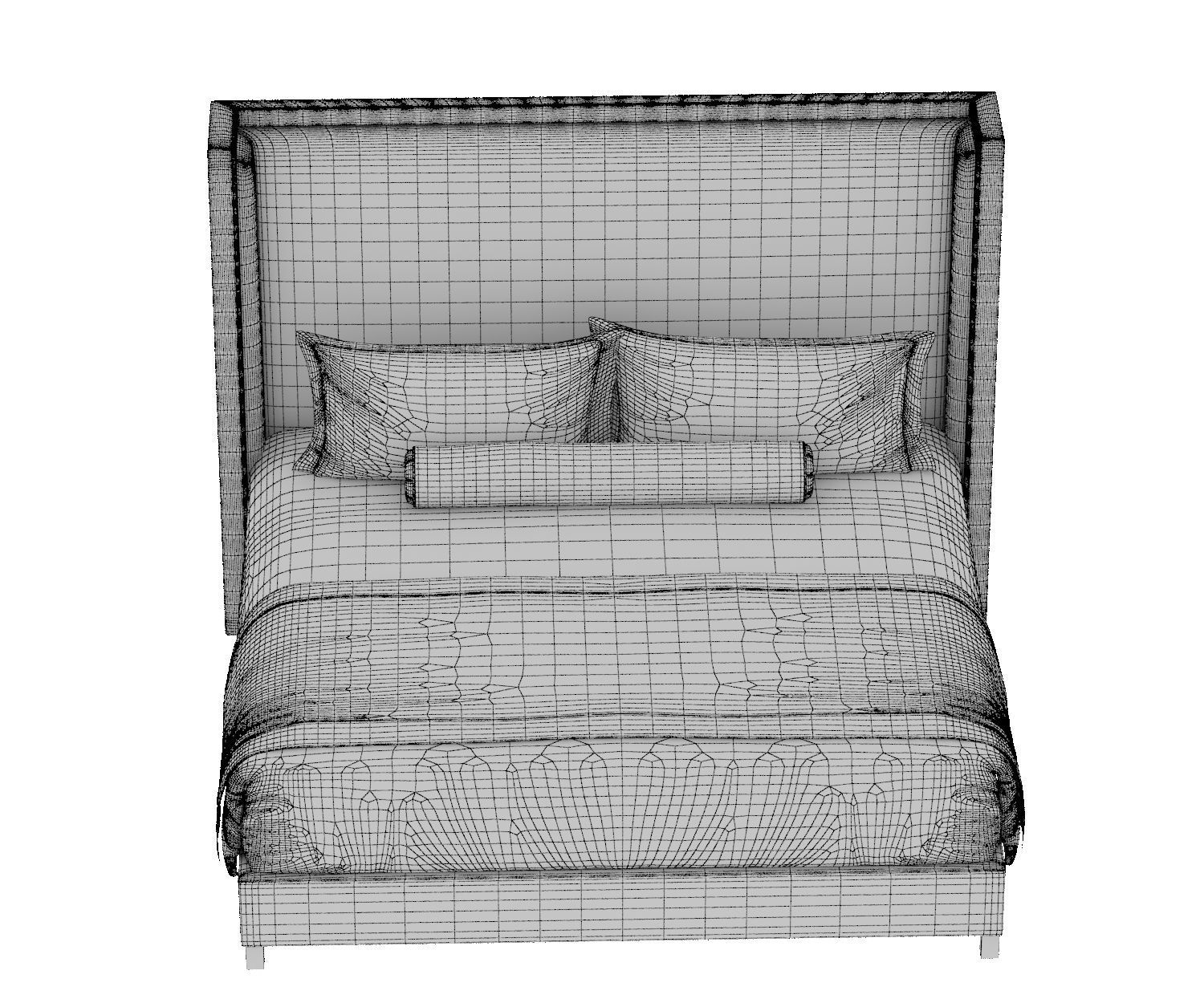 BED COLLECTION 3 with wooden headboard and footboard 3D model_19