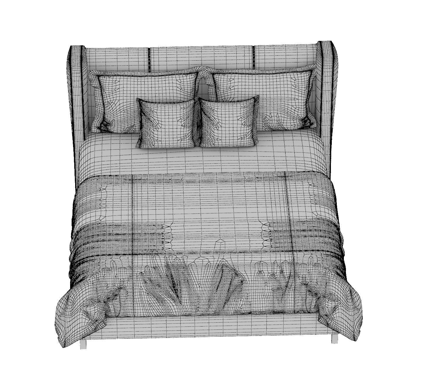 BED COLLECTION 3 with wooden headboard and footboard 3D model_16