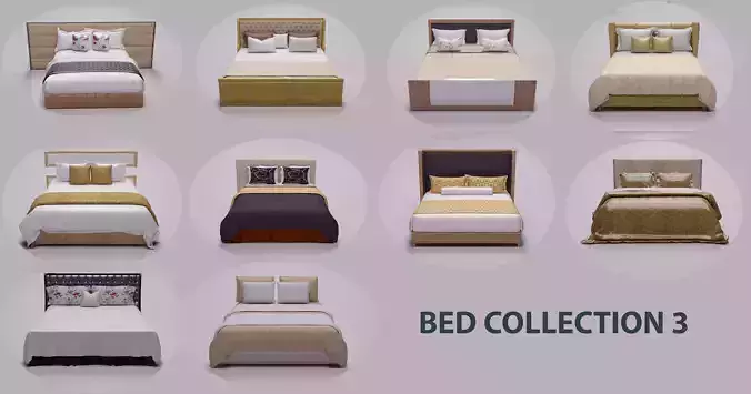 BED COLLECTION 3 with wooden headboard and footboard