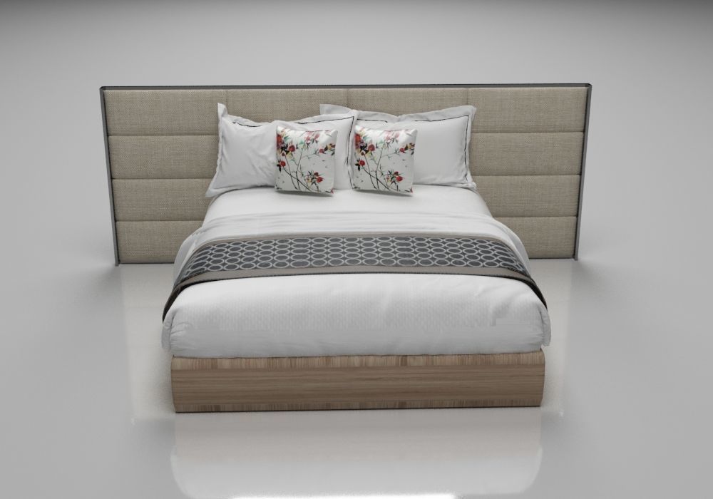 BED COLLECTION 3 with wooden headboard and footboard 3D model_2