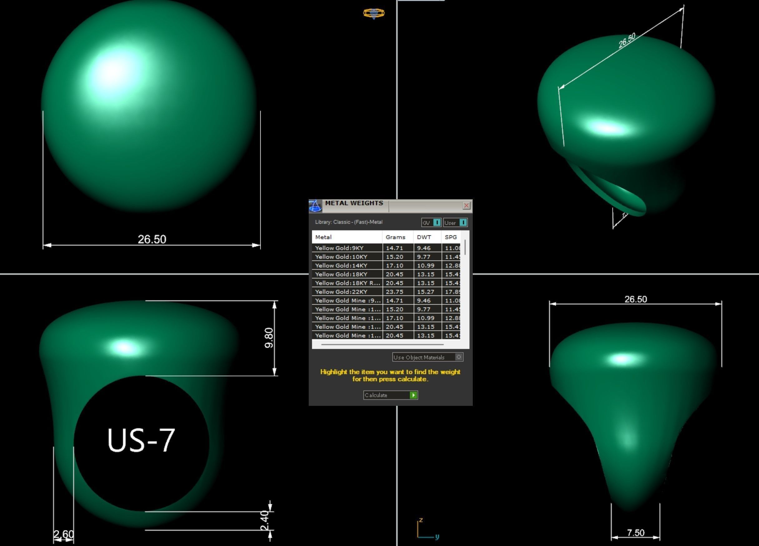 Gold Dome Ring  3D print model_5