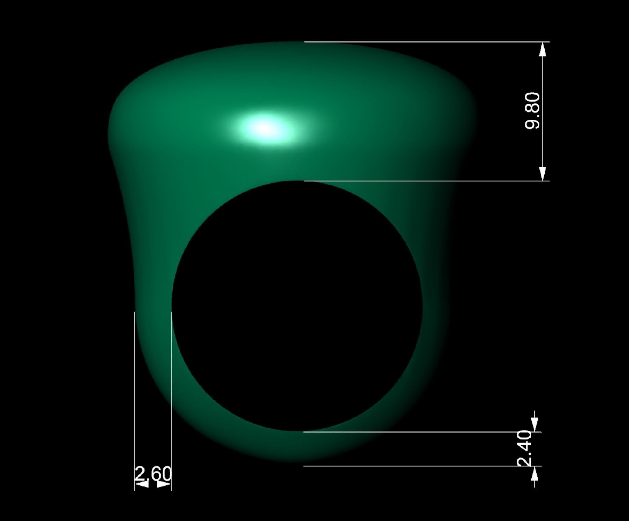 Gold Dome Ring  3D print model_11