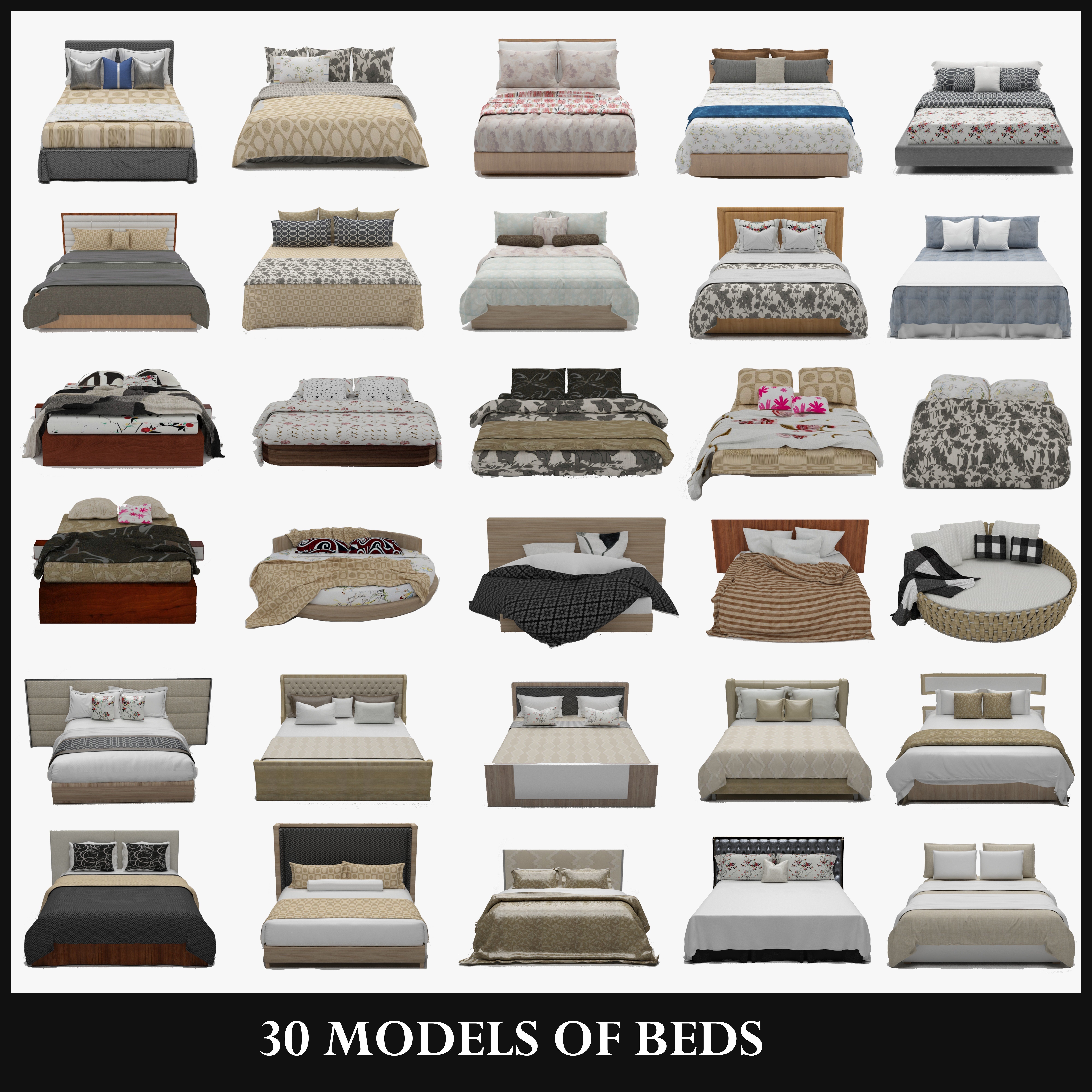 30 MODELS OF BEDS 3D Model Collection_1
