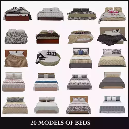 20 MODELS OF BEDS 3D Model Collection