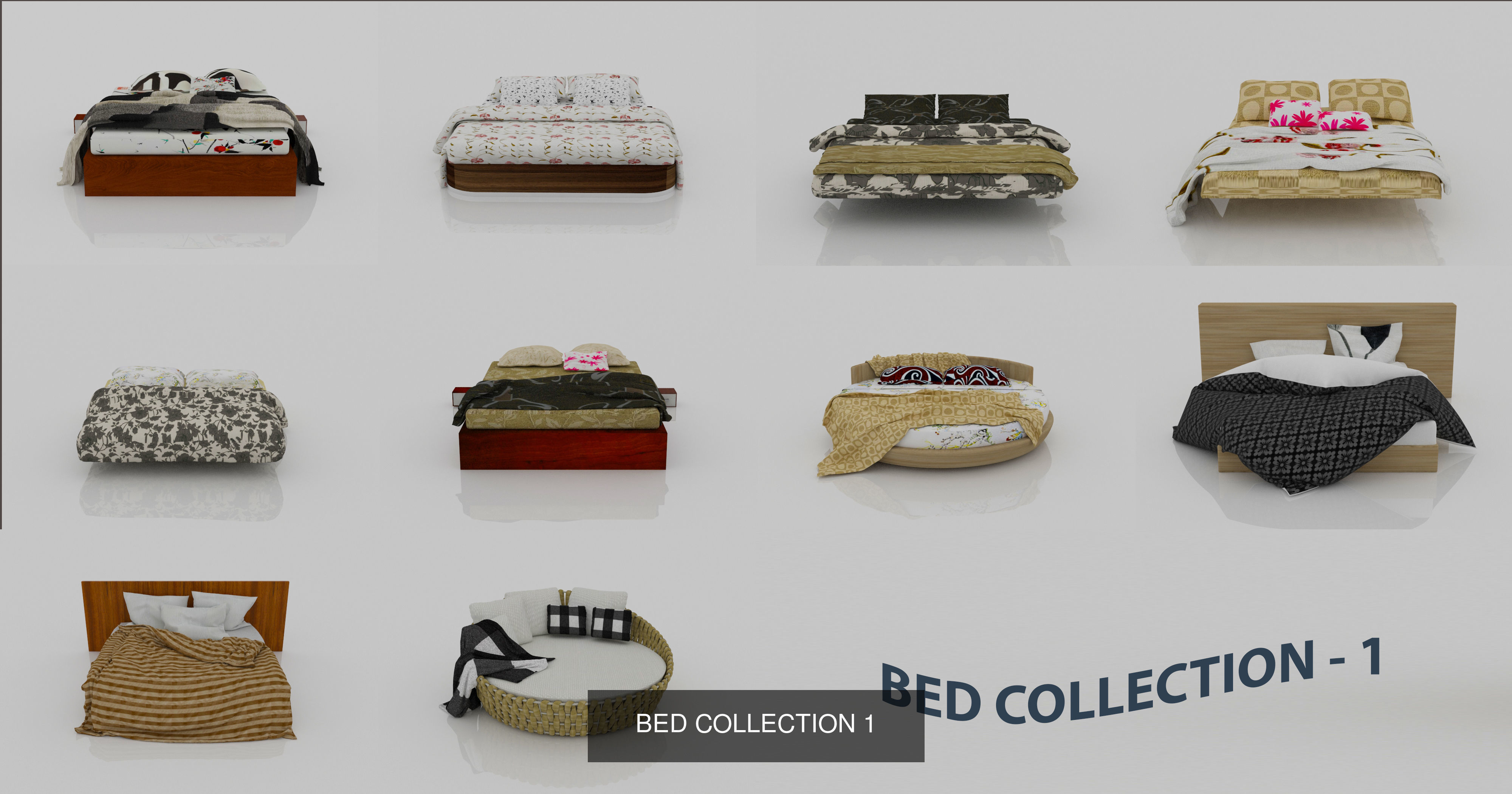 20 BED MODELS 3D Model Collection_2
