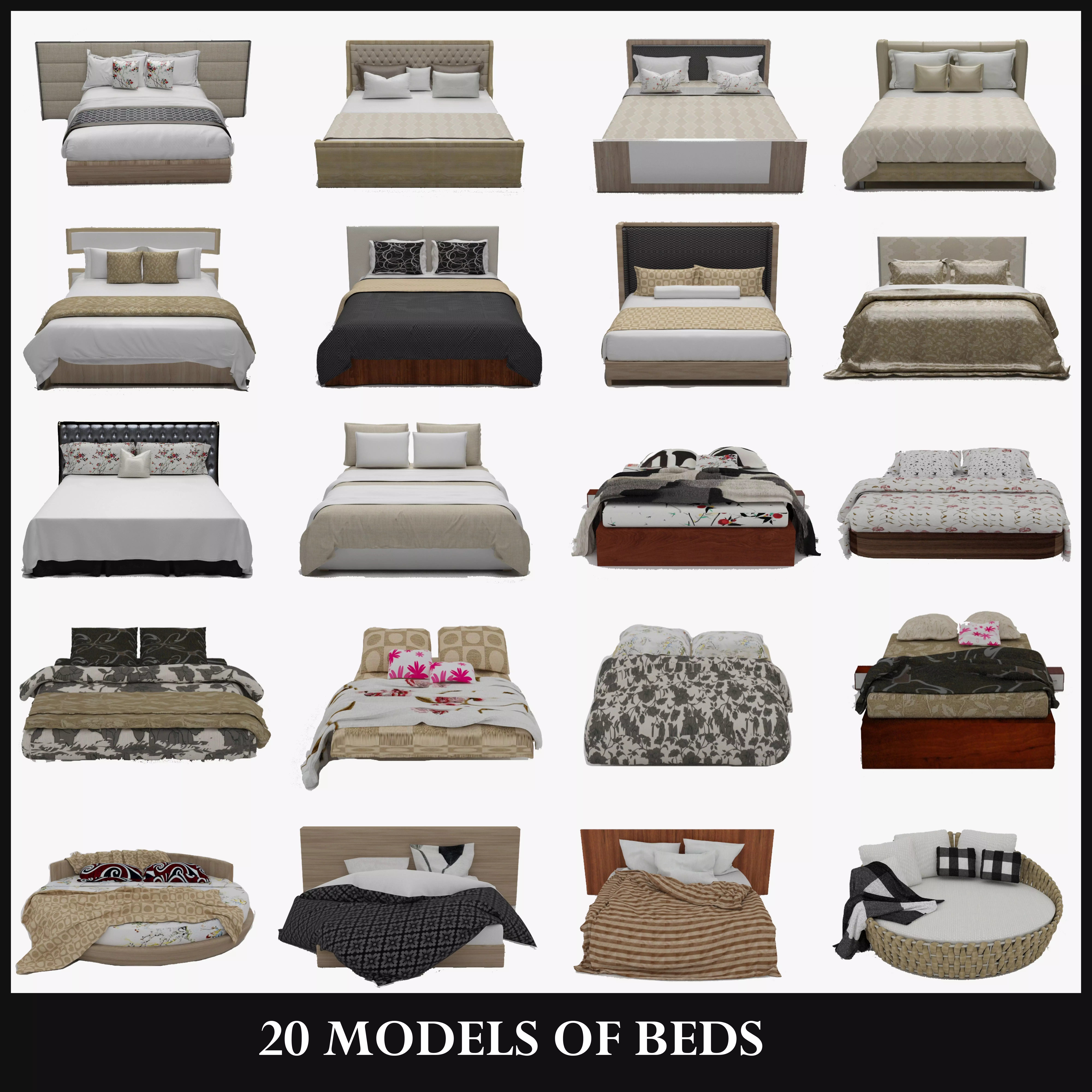 20 BED MODELS 3D Model Collection_0
