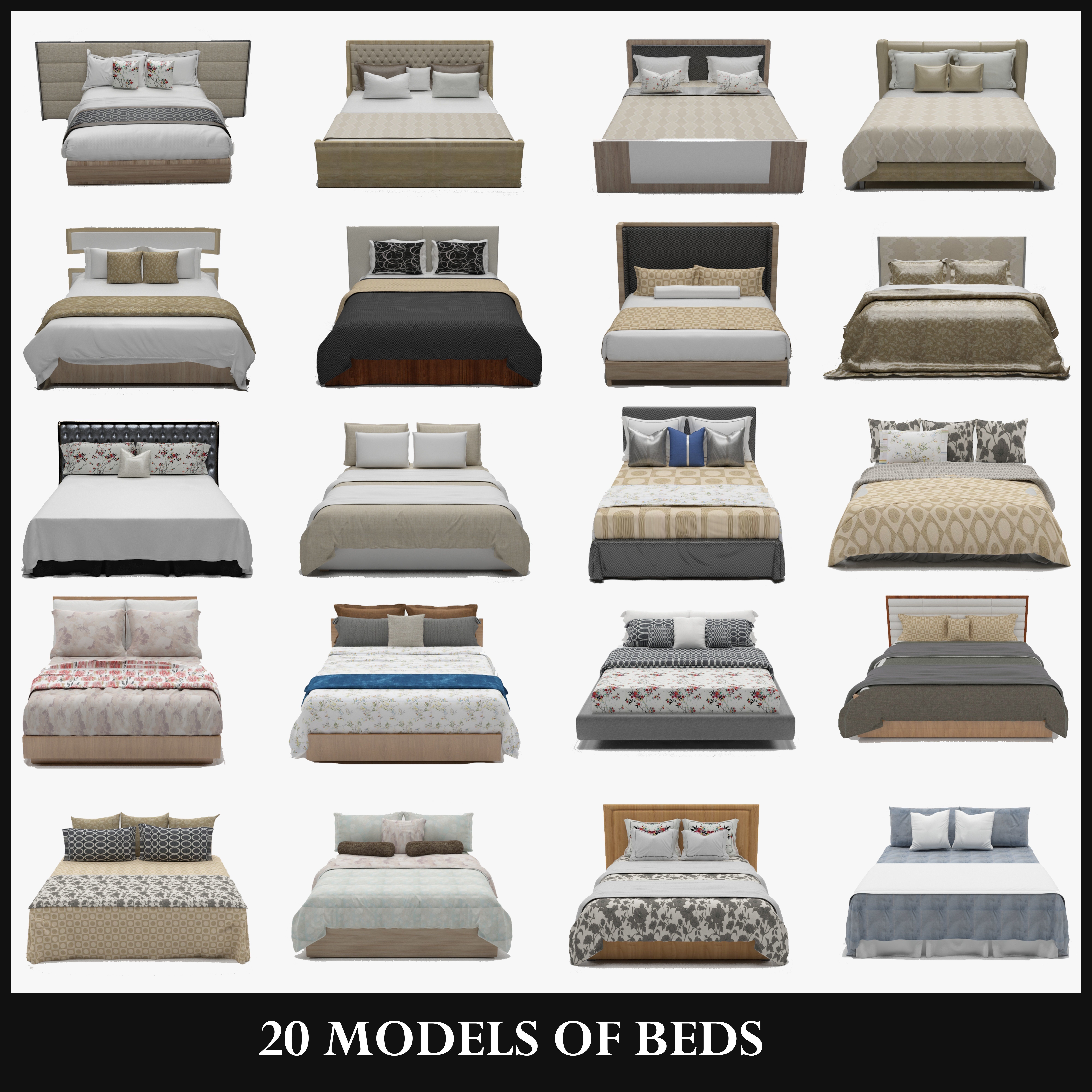 20 BEDS MODELS 3D Model Collection_1