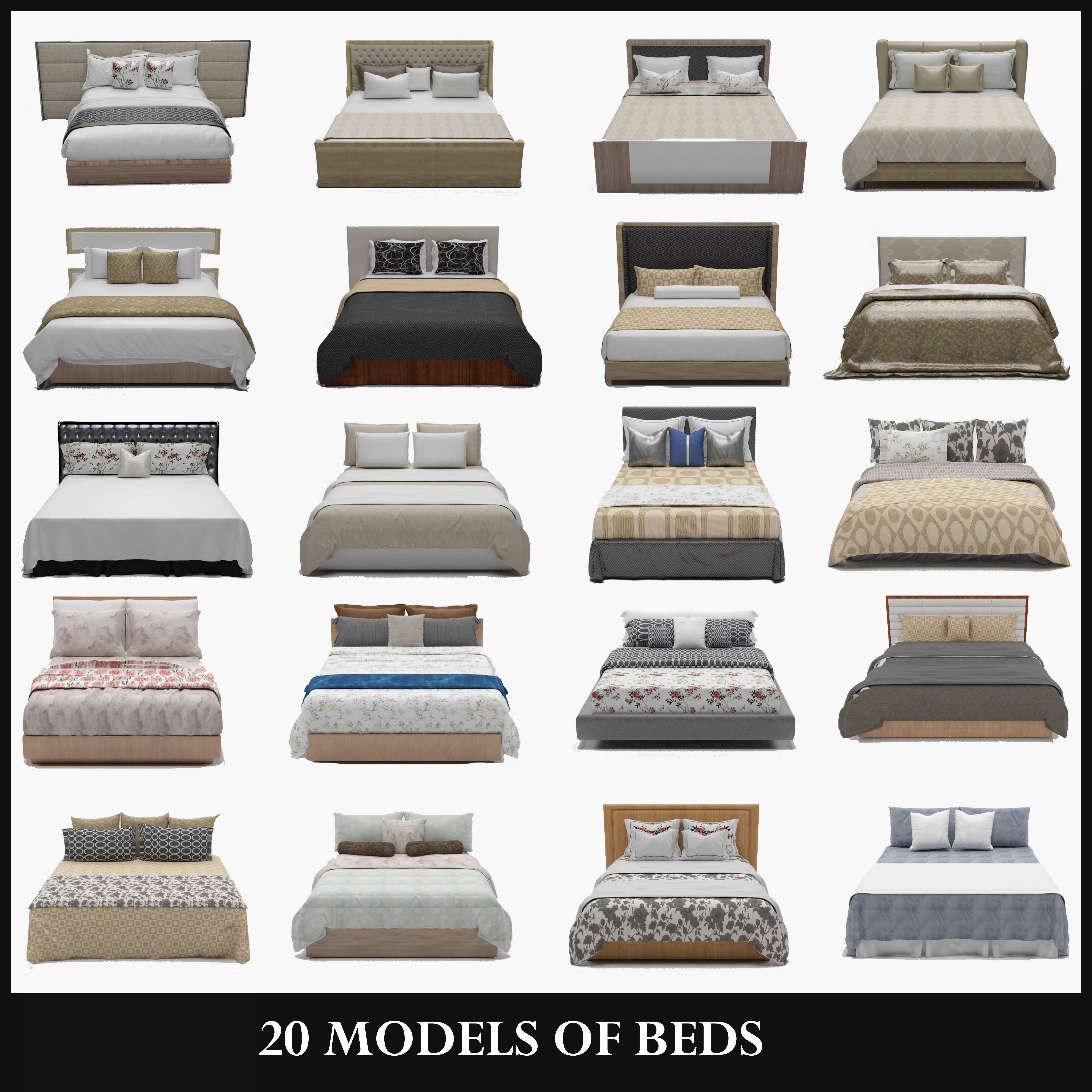 20 BEDS MODELS 3D Model Collection_0