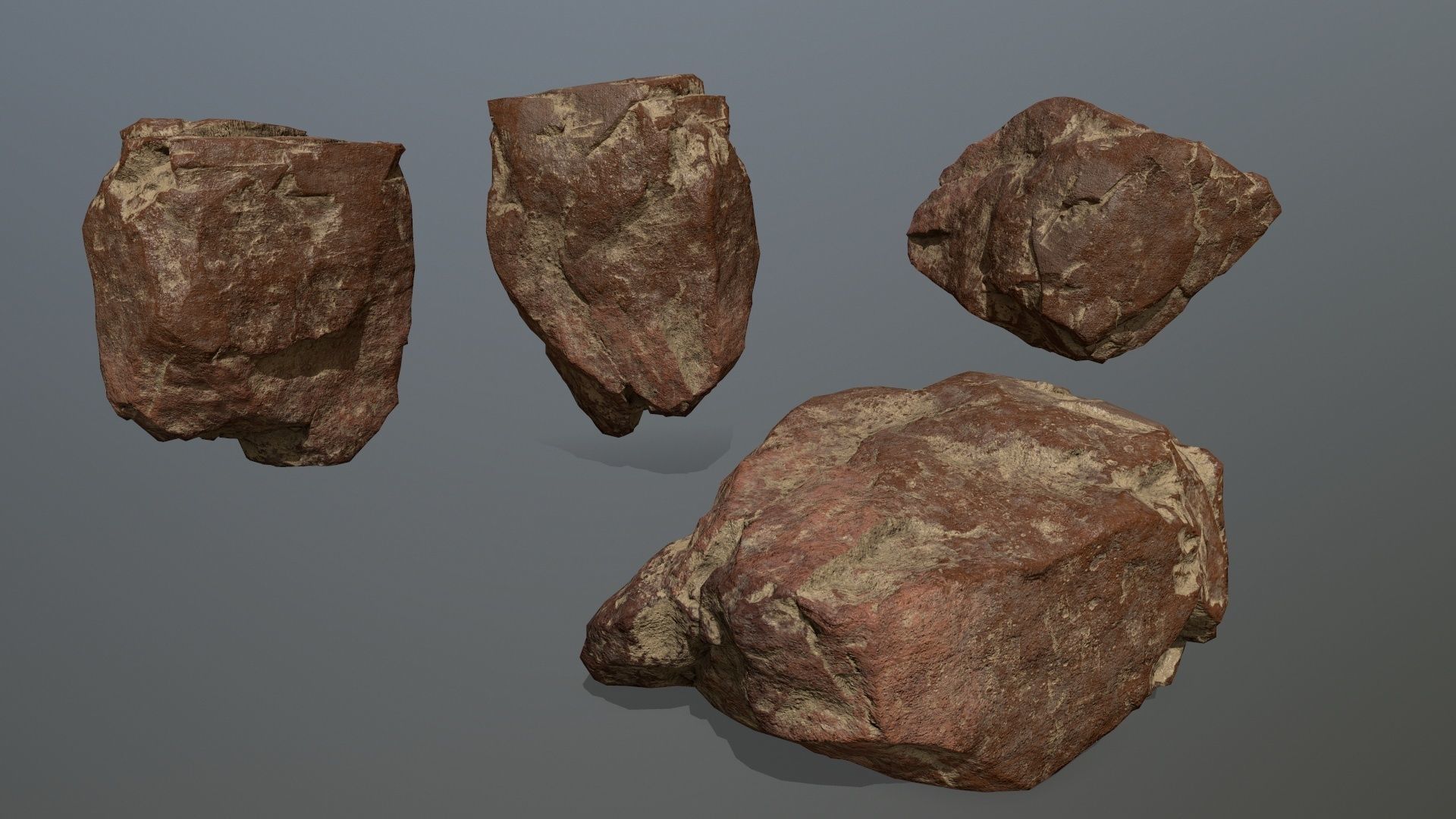desert rock set Low-poly 3D model_3