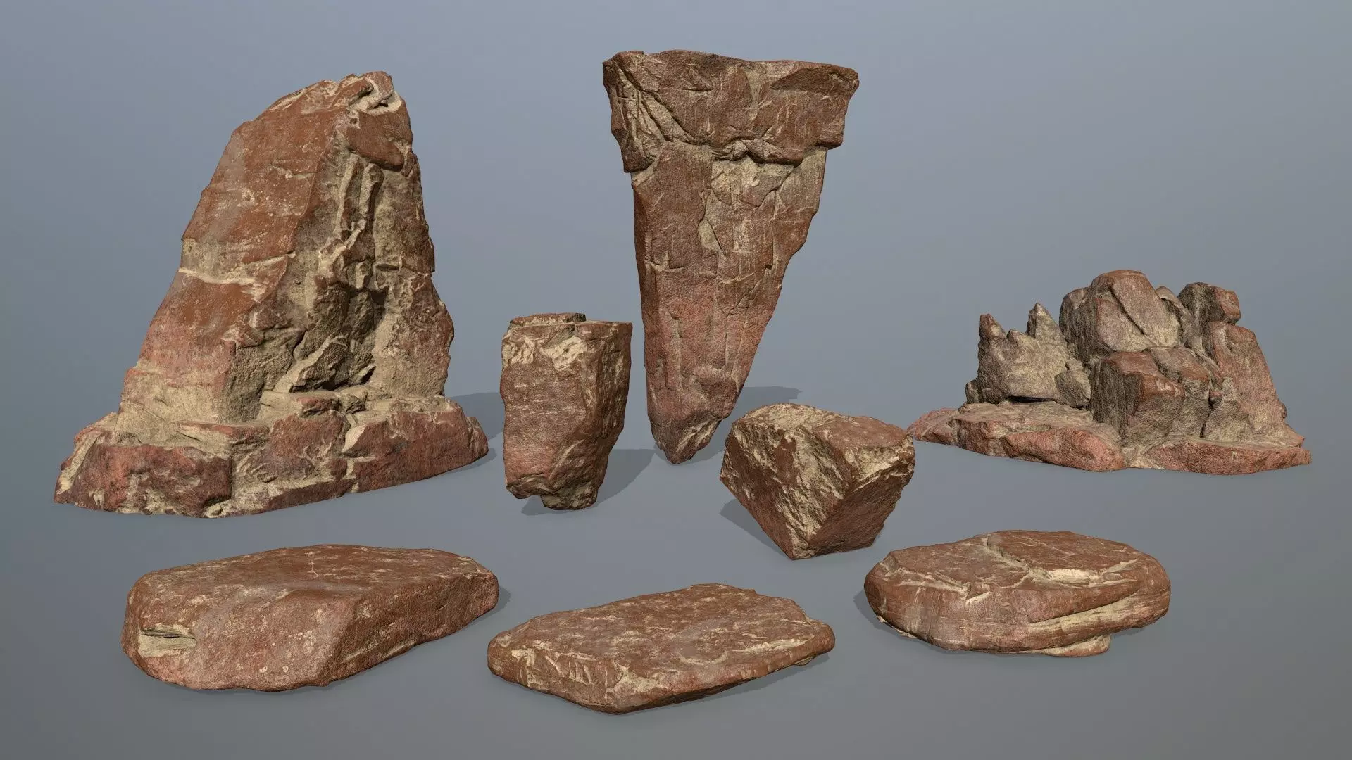 desert rock set Low-poly 3D model_0