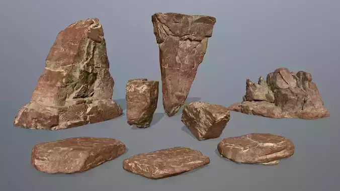 desert rock set  Low-poly 3D model
