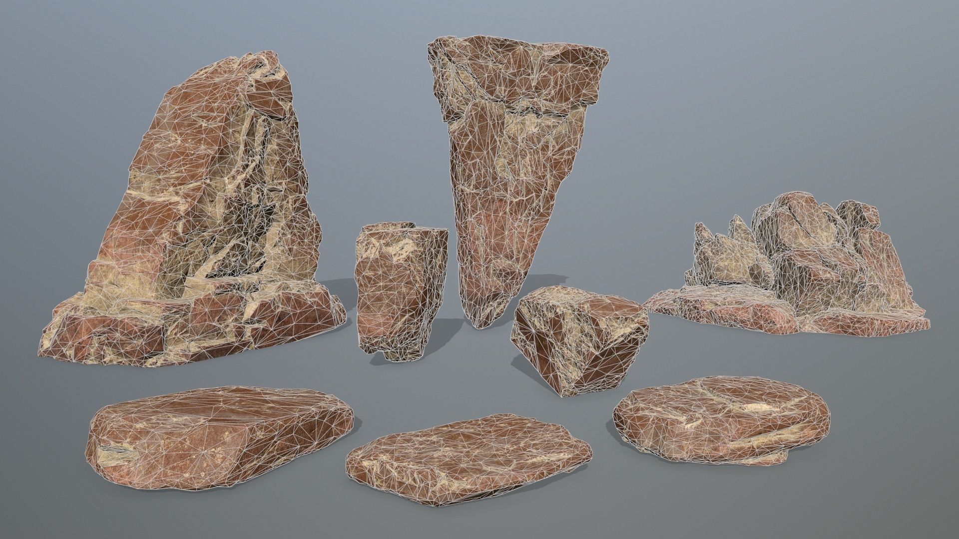 desert rock set  Low-poly 3D model_14