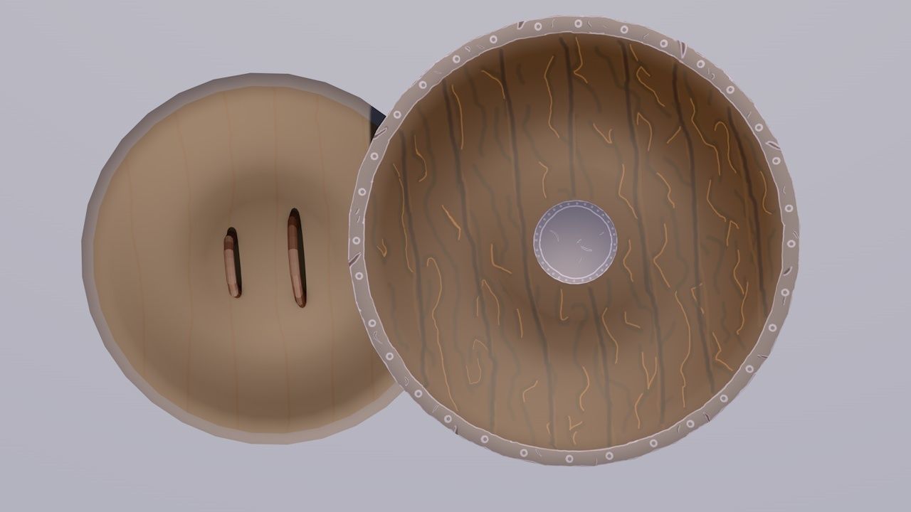Shield wooden Low-poly 3D model_1