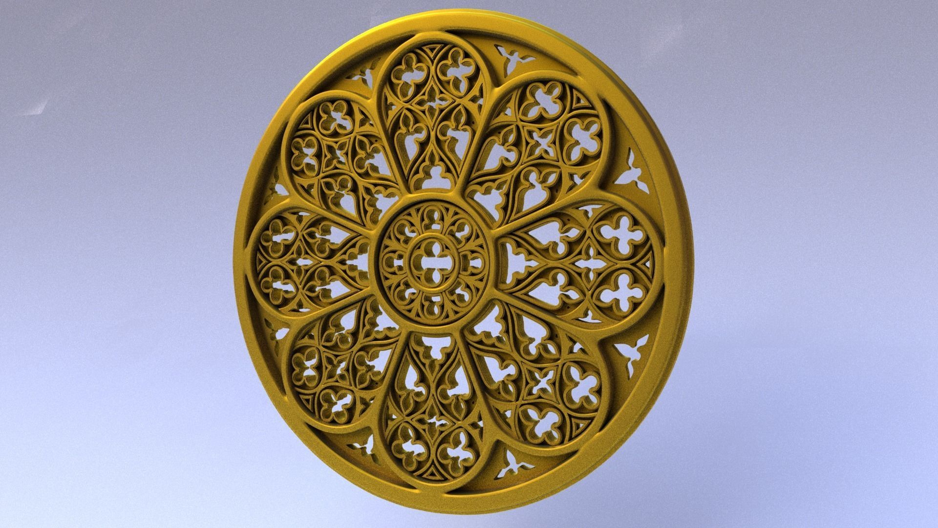 Gothic Style Rose Window Design model 3D print model_3